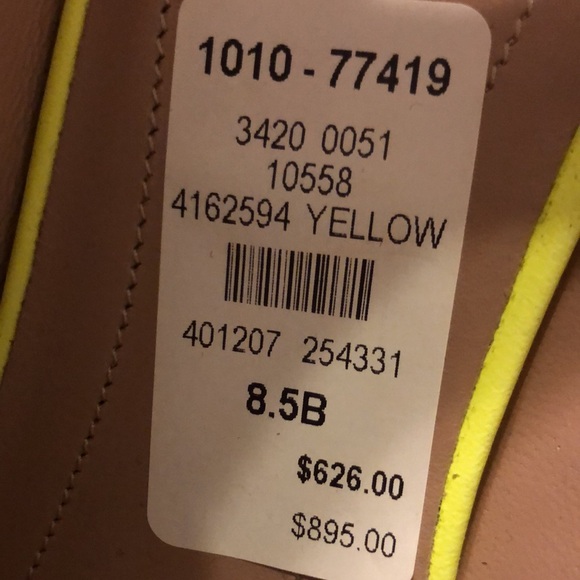 Balmain Neon Yellow Leather Slingback Heels Size 38.5 brand new